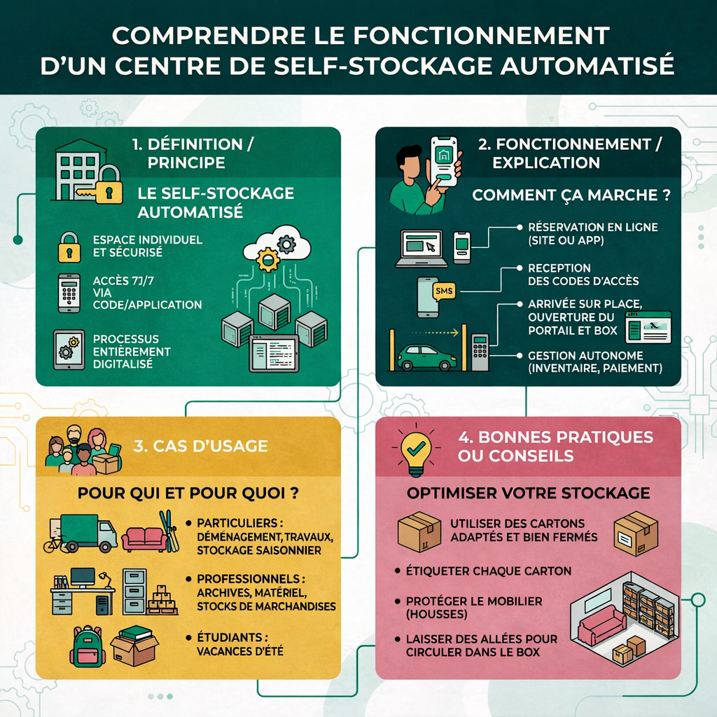 Centre de self-stockage automatisé Kostok avec accès sécurisé et box de stockage en libre-service